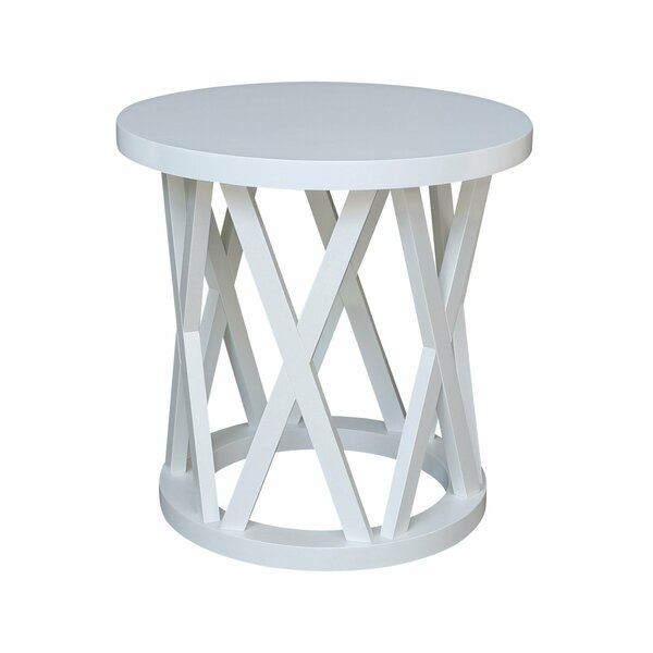 International Concepts Round Ceylon End Table, 24 in W X 24 in L X 24 in H, Wood, White OT08-46ER